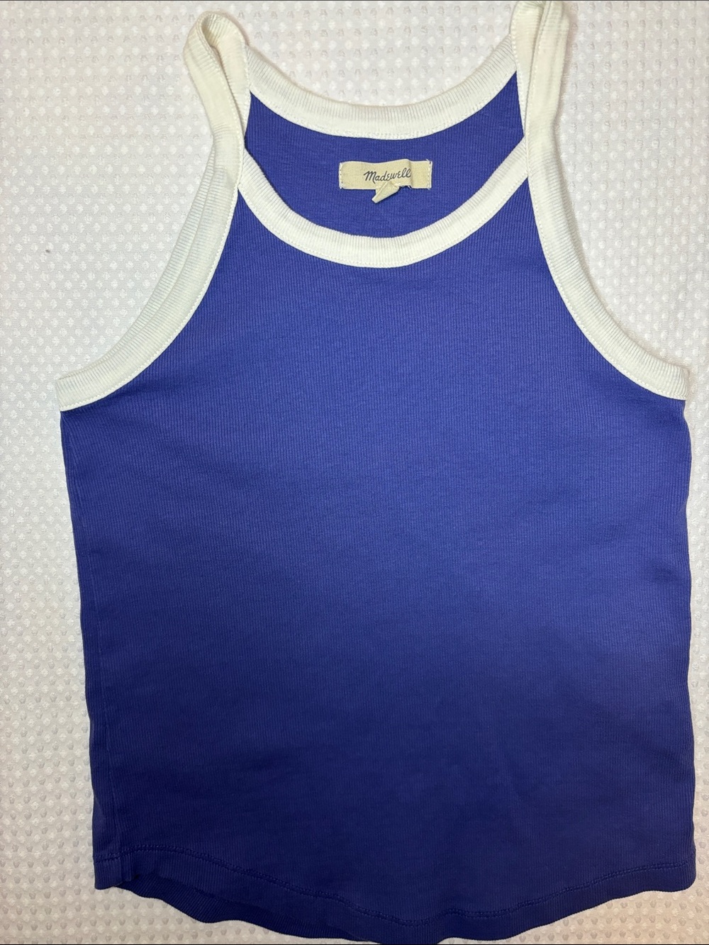 Madewell Blue Tank Top with Cream Trim